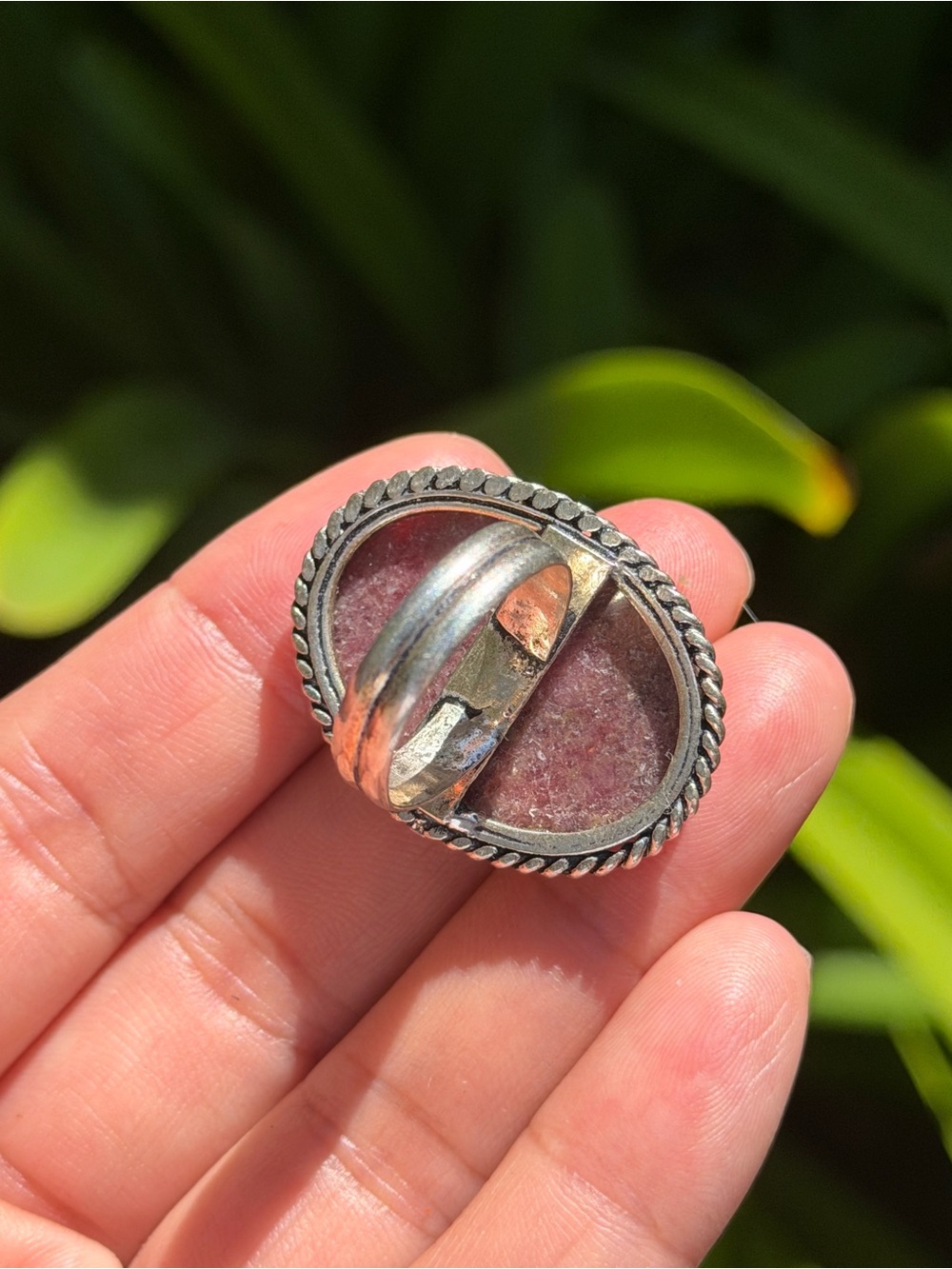 SIZE 8 925 Silver Plated Pink Rhodonite Ring 2491 - Picture 4 of 8